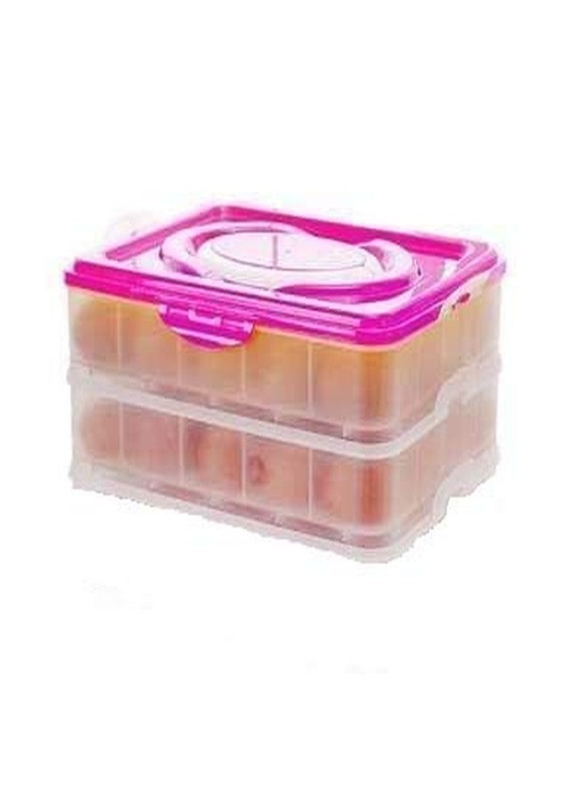 Cpixen 2 Layer 48 Grid Egg Storage Box/Food Storage Box/Vegetable Storage Basket/48 Grid Egg Holder with Tray Plastic Carrier Cases/Double Layer Egg Box(Multicolor) - Image 1